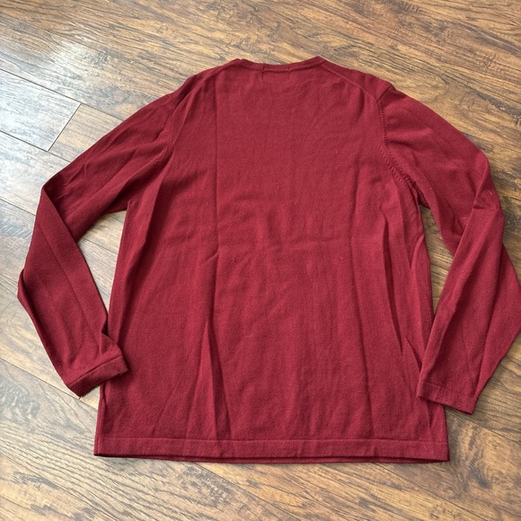EDDIE BAUER Sweater Mens Crew Italian  Merino Wool Blend stretch Bungundy XLT - Picture 6 of 6